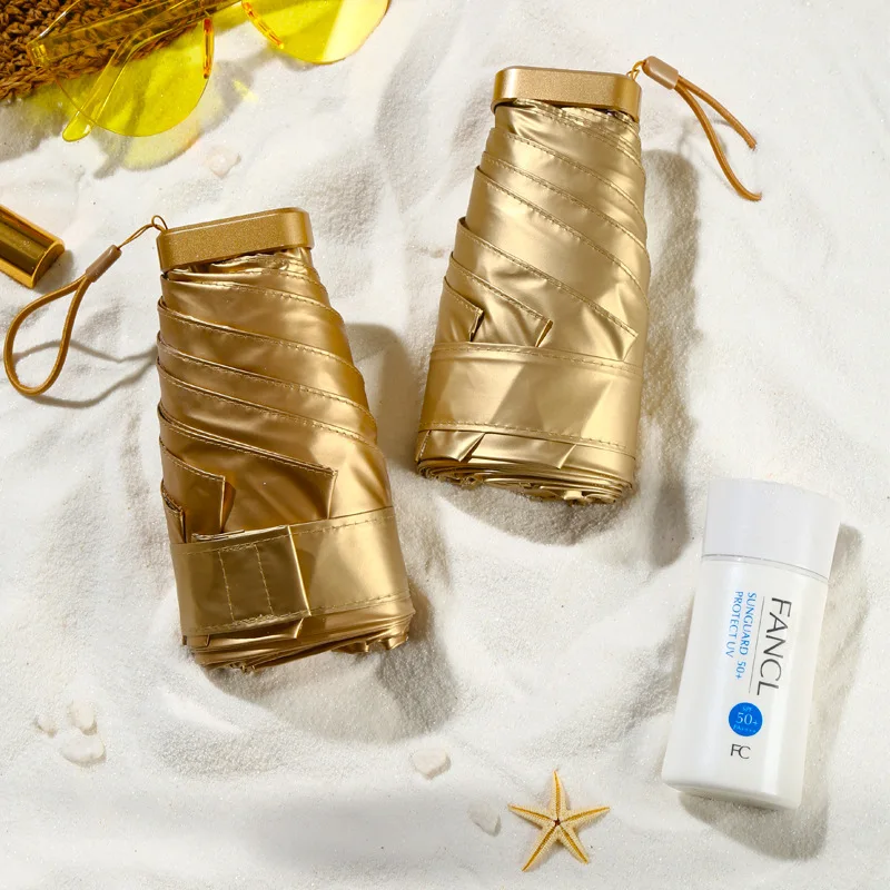 

Portable Folded Ultralow-light 5 Folding Umbrella Sunblock UV Mini Pocket Umbrella