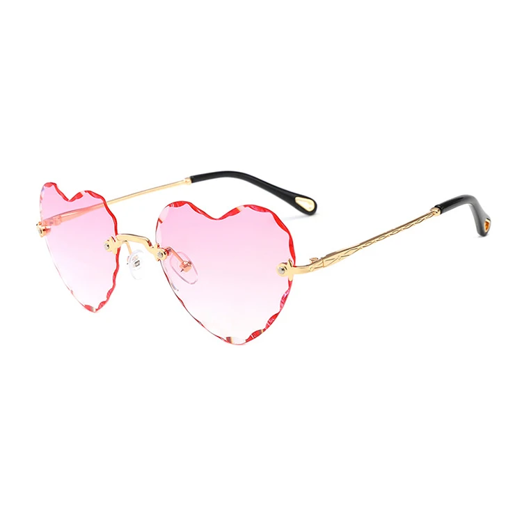 

RENNES Fashion Sunglasses Transparent Colorful Peach Heart Ocean Rimless Frameless Glasses Sunglasses Wholesale