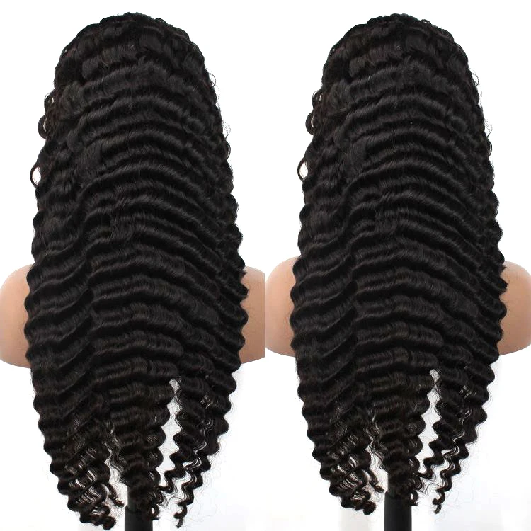 

deep wave Curly Lace Frontal Human Wig raw Peruvian virgin Lace Frontal Pre Plucked 100% Human Hair Wigs