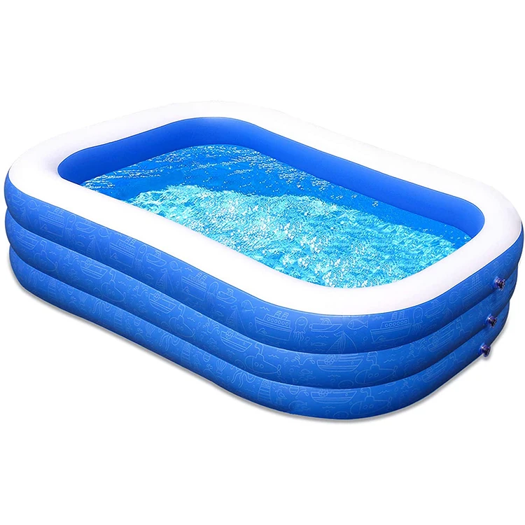 

Three Rings Blue and White PVC Inflatable Family Swimming Pool Outdoor, As picture