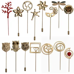 Gold plated rhinestone animal metal brooch pins and floral flower maple leaf shaped lapel pins for men 2