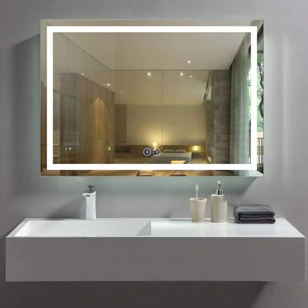 China manufacturer wall mounted hotel touch screen bathroom led mirror