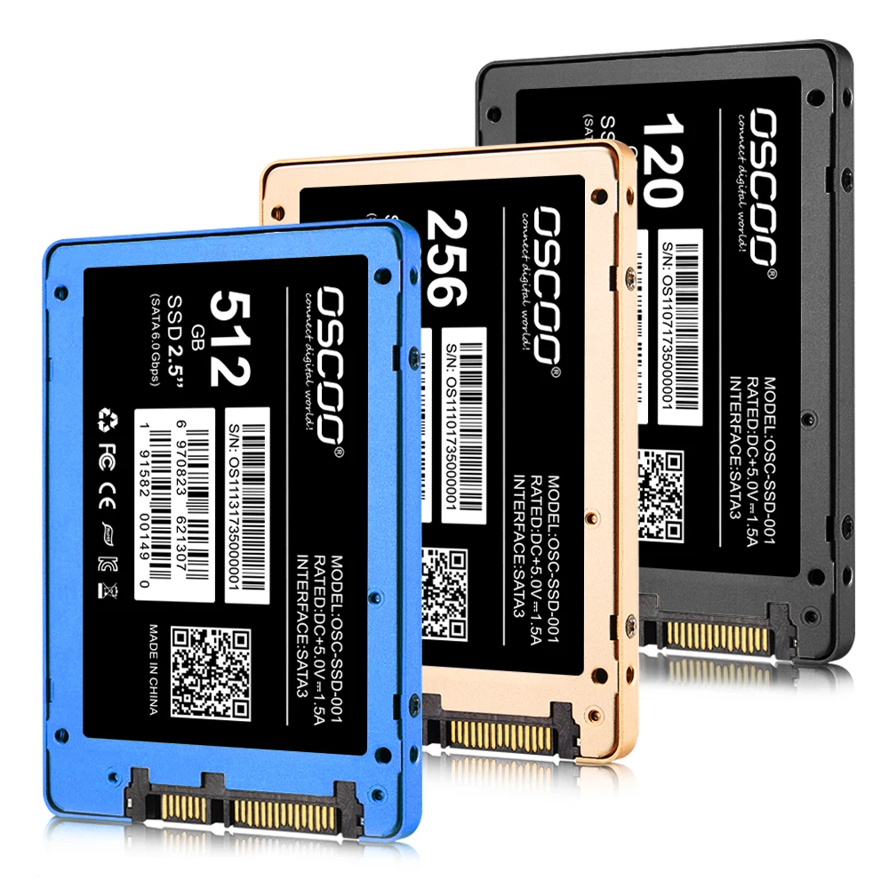 

OSCOO Factory Wholesale Cheap SATA3.0 Solid State Drive For Laptops 120 128GB 240 1TB Hard Drives SSD, Black, blue, golden