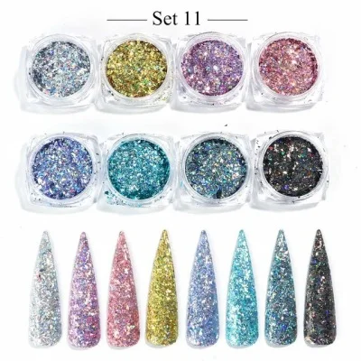 

2021 New Design 16 Types Nail Art Glitter Set For Women, 199 colors