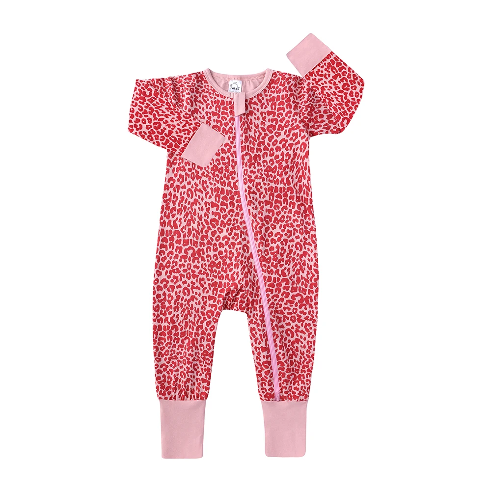 

Cotton baby boutique infant romper wholesale long sleeve girls baby rompers Leopard Jumpsuit, As picture