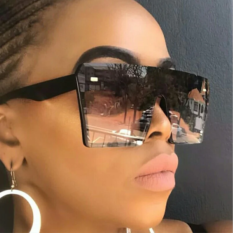 

Kenbo Eyewear 2020 Hot Selling Fashion Oversized One Piece Lens Sunglasses Women Square PC Sun Glasses With Rivet