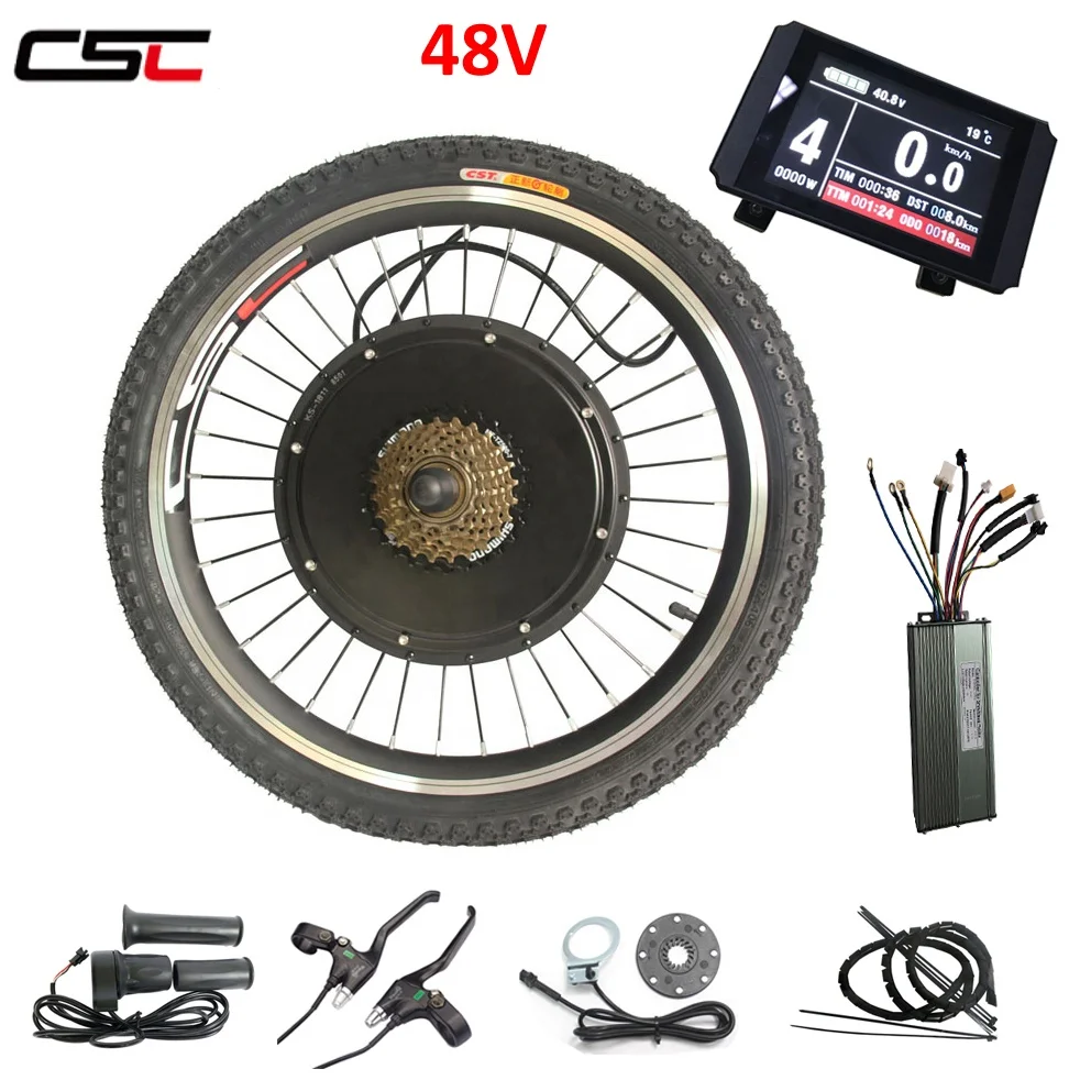 

CSC 20'' 24'' 26'' 27.5'' 28'' 29'' 700C Front or Rear Wheel conversion kit e bike 1500 w with color KT LCD8 display