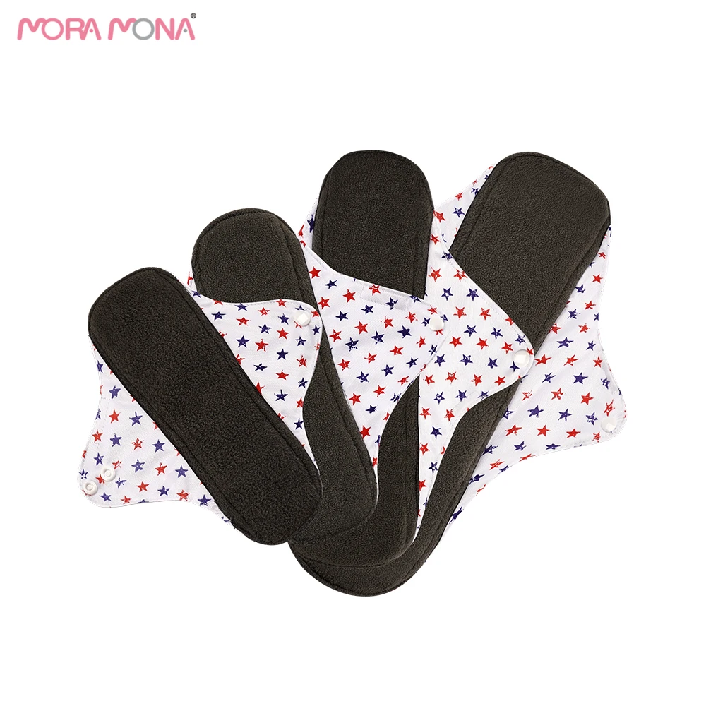 

Moramona Cloth Sanitary Pads 4 pack Cotton Feminine Hygiene Menstrual Pads Absorbent Lady Sanitary Napkin, Colorful/custom