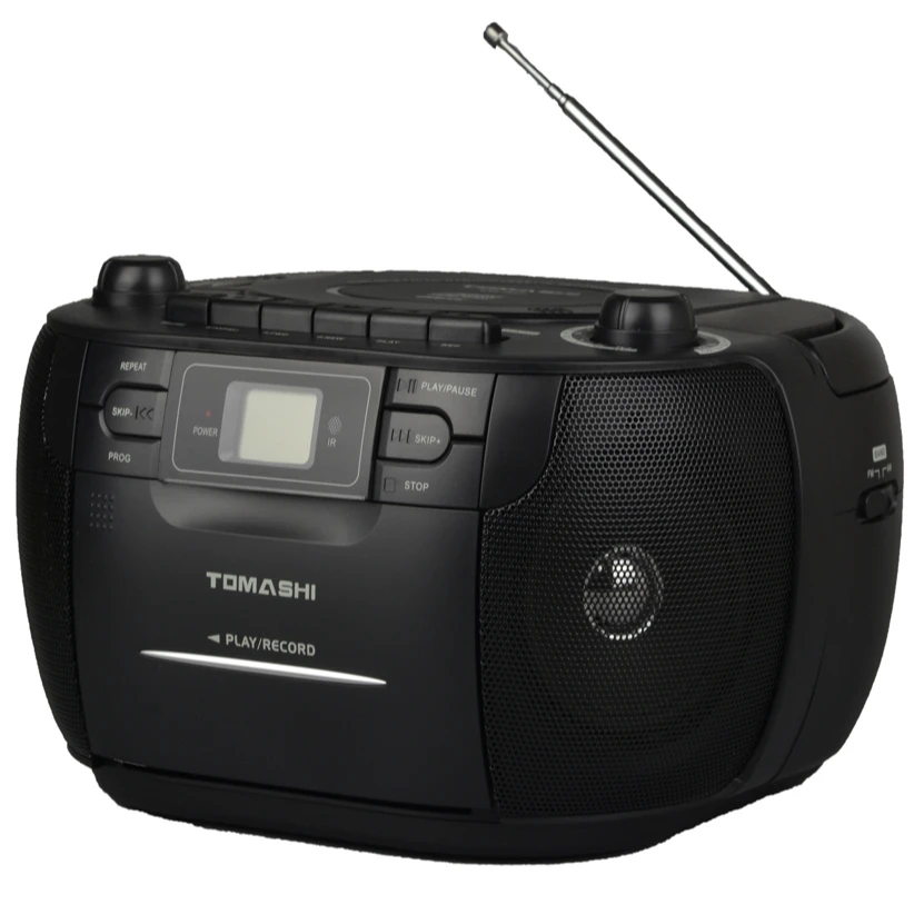 

Top loading CD player with cass and radio, Black white