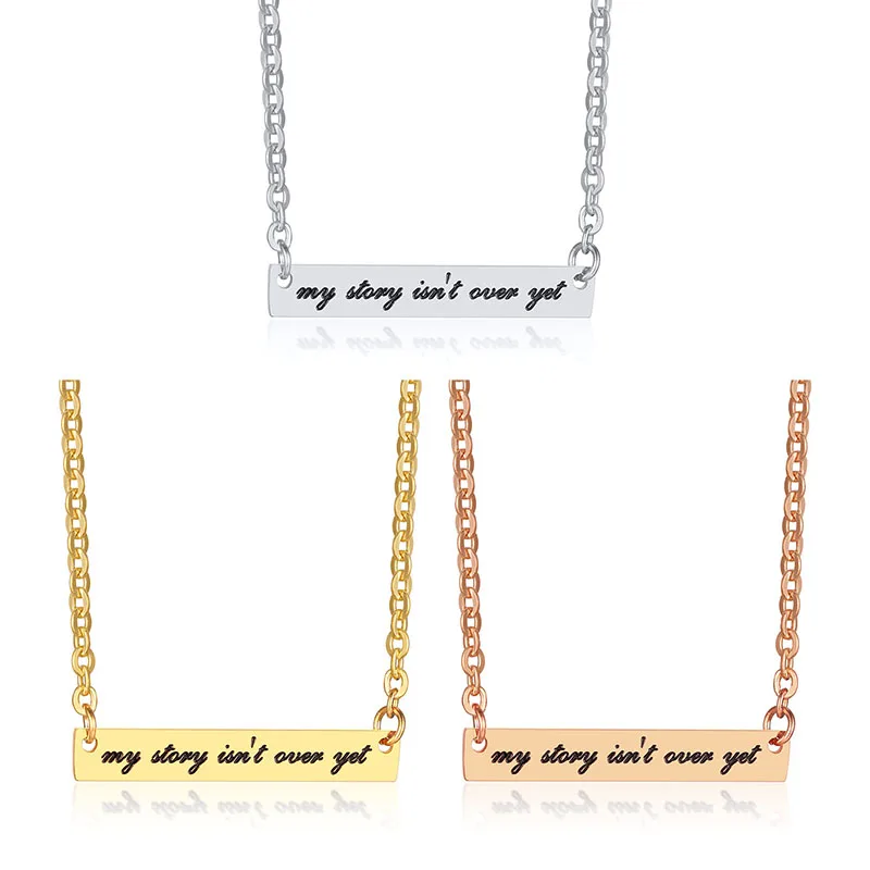 Custom Necklace Women Eco-Friendly Stainless Steel Gold Plated Personalized Bar Pendant Initial Engraved for Gift
