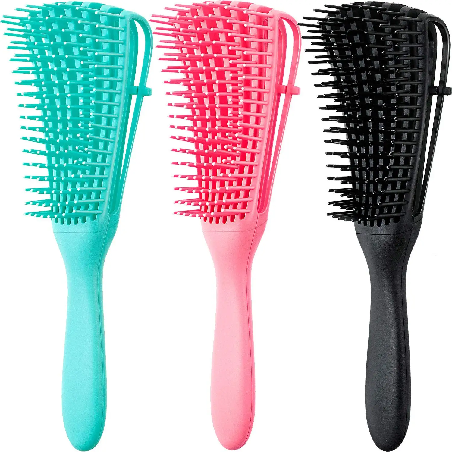 

Custom Colorful Logo Eight Rows ABS Plastic Detangling Hair Brush For Curly Hair