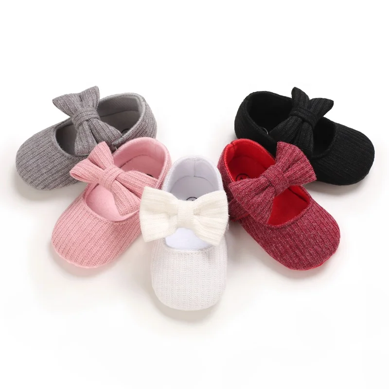 

Low Price Bow Knitted Infant 1 Year Baby Black New Born Girl Shoes for Toddlers