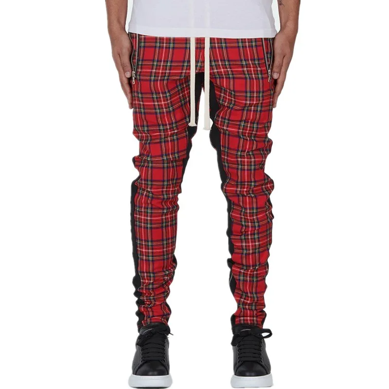 

Custom Men's sweatpants gym sports joggers plaid pants