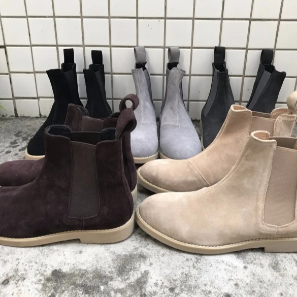 

black fog street Hand Made Man's Formal Shoes Footwear Fashion Male Style Chelsea Boots Ankle-High Mens Suede Boots