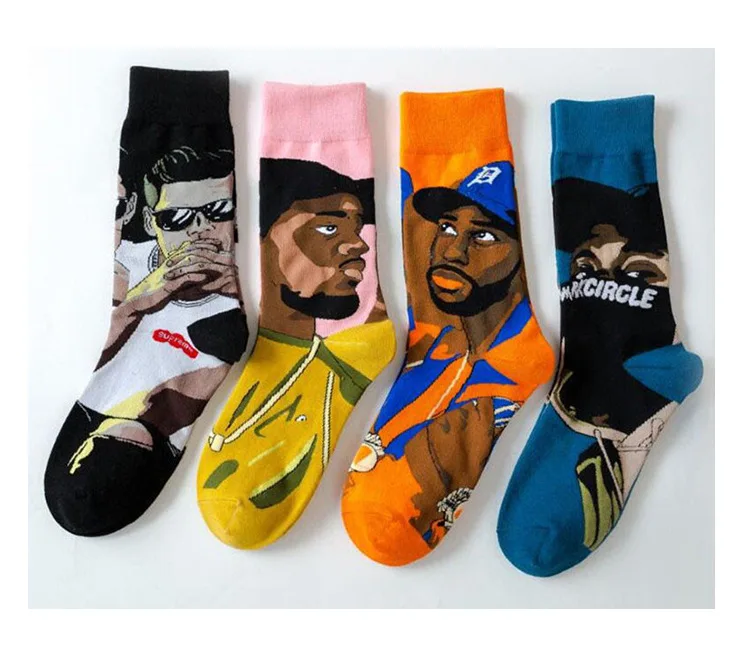 

High Quality Face Pattern Crew Knitted Adult Women Crazy Happy Funny Socks, As pic