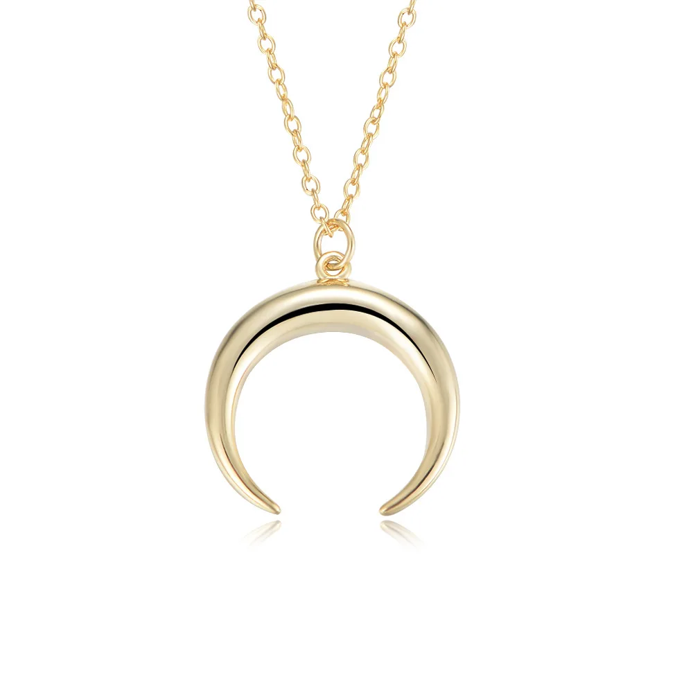 

wholesale simple women 925 sterling silver 18k gold crescent moon pendant necklace