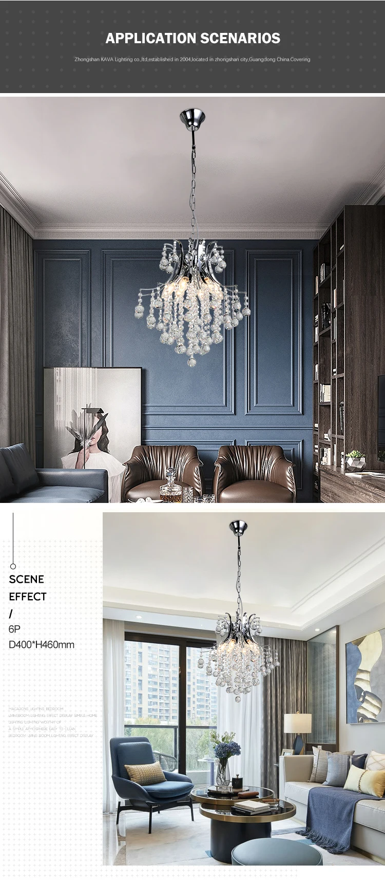 Modern chrome color decoration luxury large hotel round crystal chandelier ceiling lamp