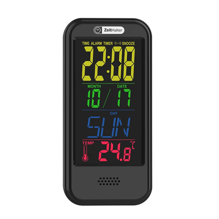 

Gift Custom Temperature Display Lcd Color Screen Snooze Alarm Clock Calendar Clocks For Elderly, White + black
