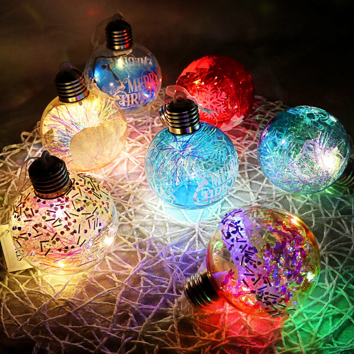

Christmas Supplies Colorful Led Flashing Transparent Christmas Ball Christmas Tree Decoration Balls