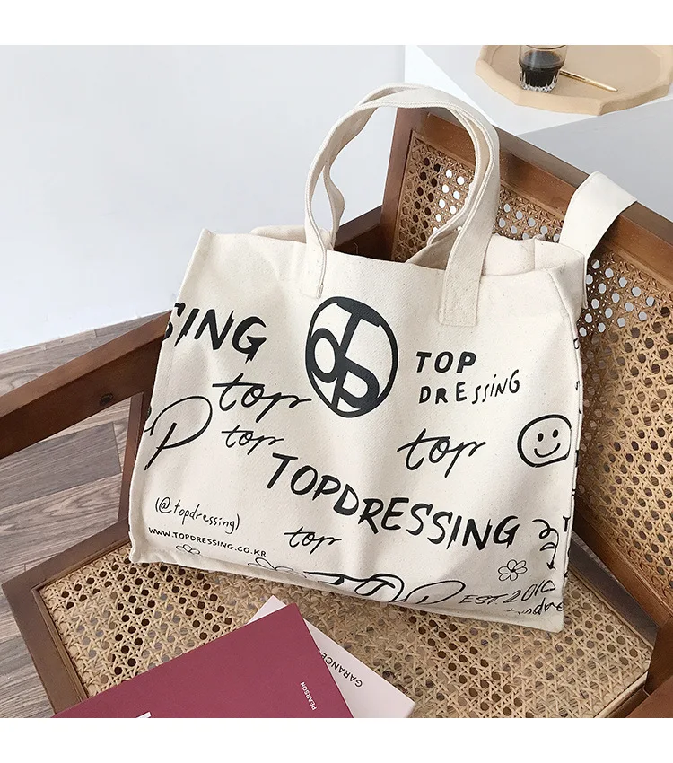 

Wholesale summer fashion ladies tote bag large capacity single shoulder plain casual canvas crossbody bag customized