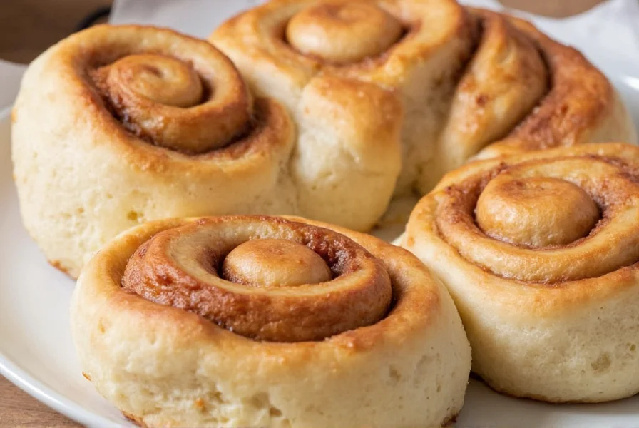 Step-by-step photo showing easy cinnamon roll preparation with minimal ingredients on kitchen counter