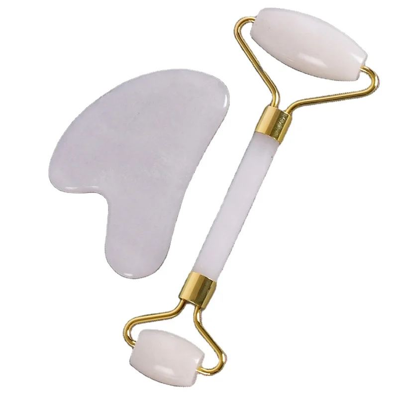 

Hot Selling Dual Side Natural Rose Quartz Anti Aging Skin Tool Jade Roller For Face, White
