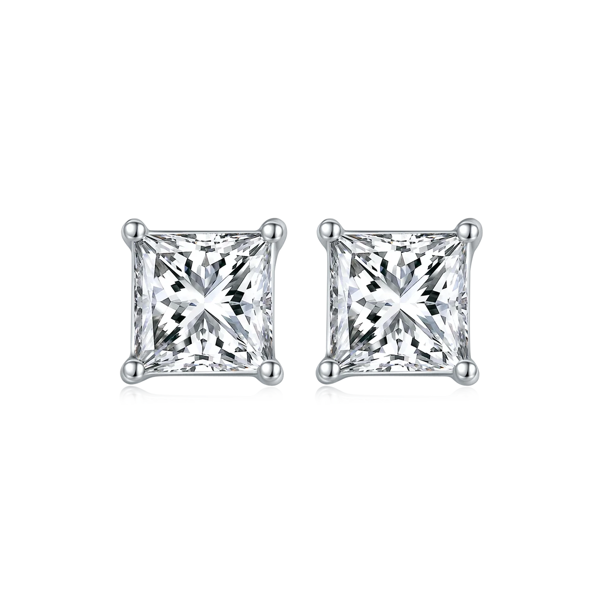 

S90E Classical moissanite diamond white gold plated silver earrings jewelry