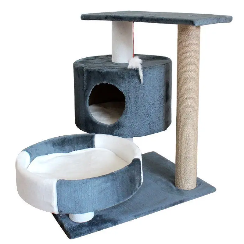 

Large Stylish Multi-Level Luxury Wood Large Cat ScratcherLuxury Cat Scratcher Climb Activity Center Tower Tree House, Blue grey pink