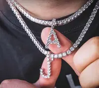 

in stock new 5mm stone alphabet A to Z hip hop 26 letters necklace
