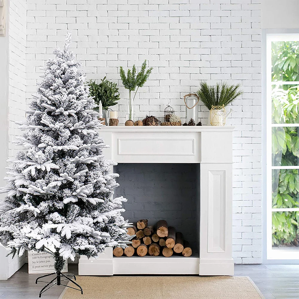 

Newbility 2021 60cm to 400cm white flocking artificial christmas tree snow ornament, Green