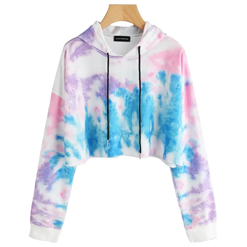 

Autumn/winter women's fashion print short long sleeve loose cover head hoodie colorful urban leisure