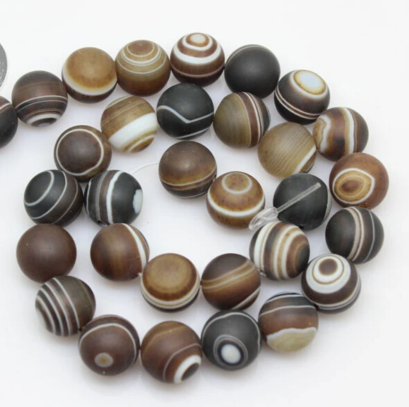 

2021 Yasiqi wholesale 4 mm natural frosted coffee striped agate stone bead stripe, Coffe color