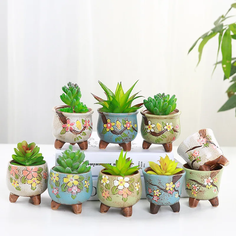 

Gardening Korean Succulent Mini Cute Flower Pot Desktop Decoration Pot, White/blue/yellow