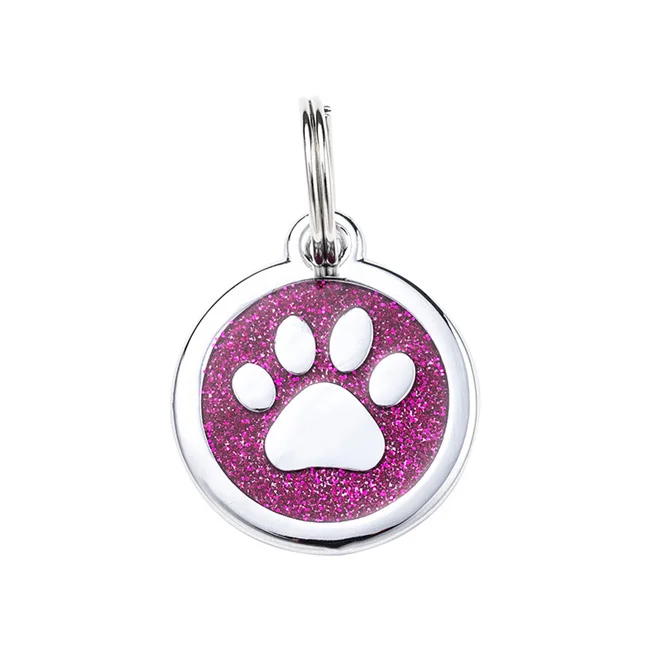 

Personalized Wholesale Manufacturer Pet Pendant Products Custom Dog Paw Print Glitter Tag Dog Tag, Red,green,blue,purple,gold