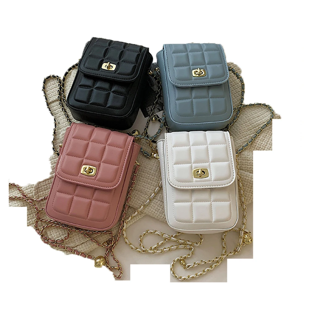 

Fashion Handbag Women Simple Checkered Mobile Phone Bag Chain Bag Shoulder Crossbody Bag