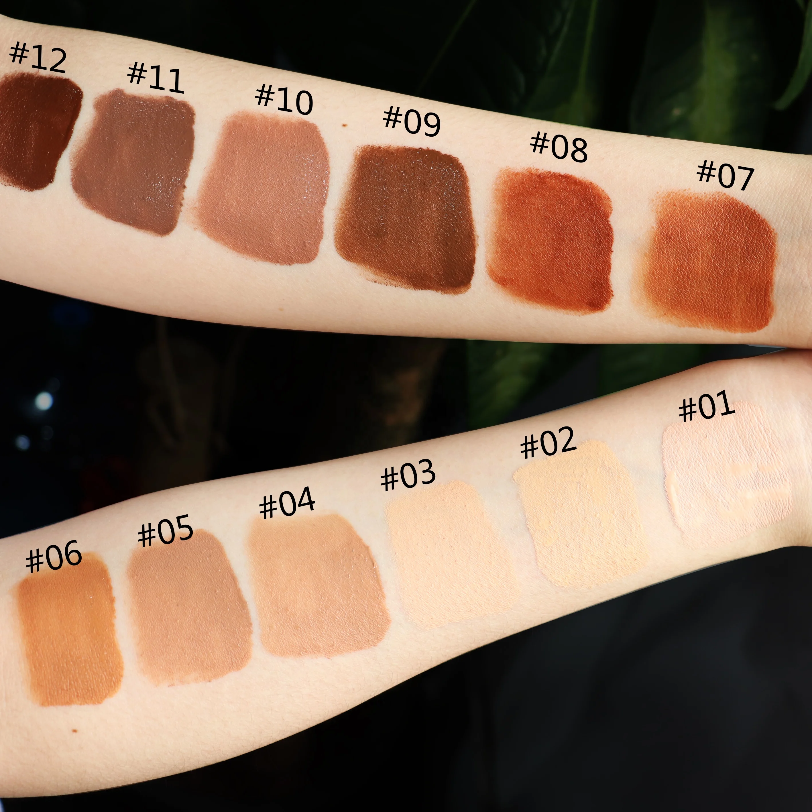 

Hot selling cuerpo maquillaje sin logo etiqueta privada de base liquida, 12 colors