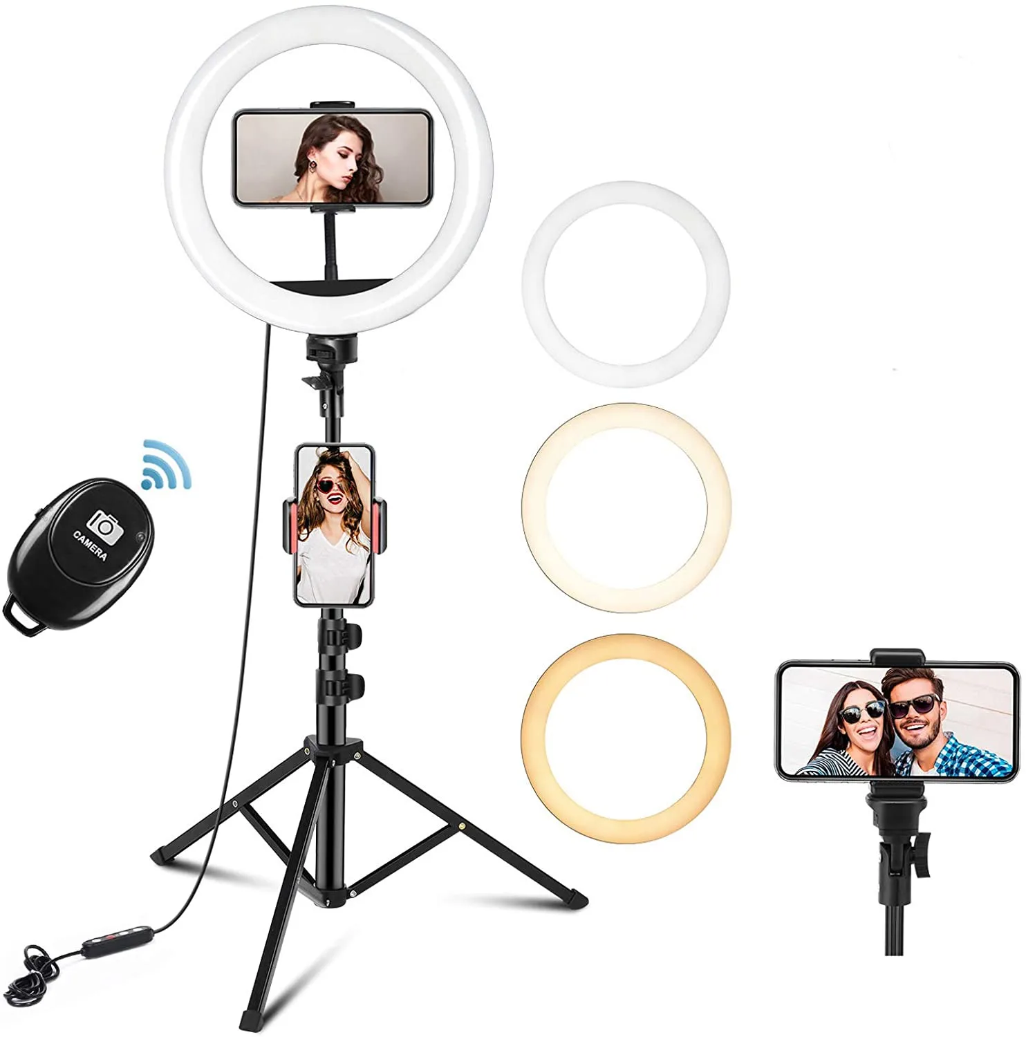 

Ring Light with Tripod Stand 10 Inch LED Ringlight Kit with Phone Holder Adjustable Color Temperature Circle Lighting