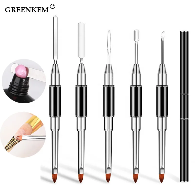 

Dual Ended Nail Art Brushes Acrylic UV Gel Extension Flower Painting Pen Brush Remover Spatula Stick Nail Glue Brush