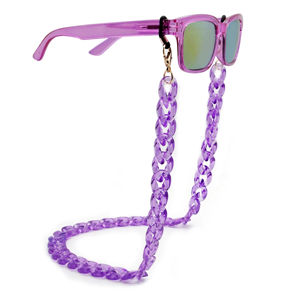 

2021 Top Fashion Glasses Neck Strap Crystal Eyeglass Holder Cuban Sunglass Strap Colorful Acrylic Chain, As shown or customized