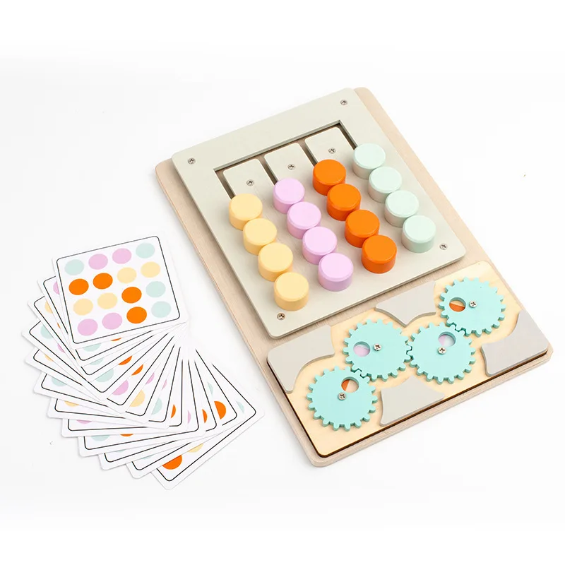 

Funny Color Matching Toys Creative Logical Thinking Training Wood Board Kids Wooden Slide Puzzle Game Color Matching Toy