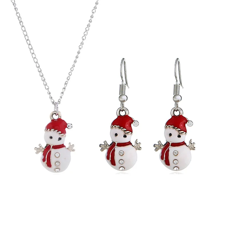 

Cute Christmas Snowman Necklace Gift for Friends Jewelry Set Free Shipping