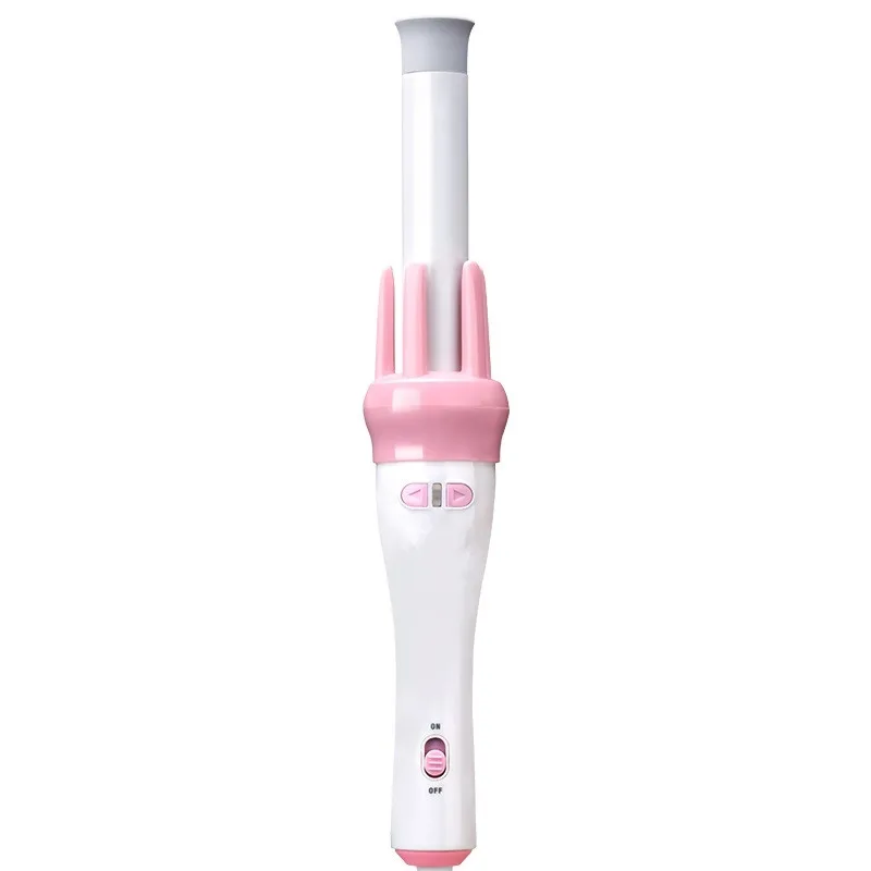 

360 Degree Automatic Hair Curler Big Wave Electric Rotating Lazy Hair Curling Stick, White+pink