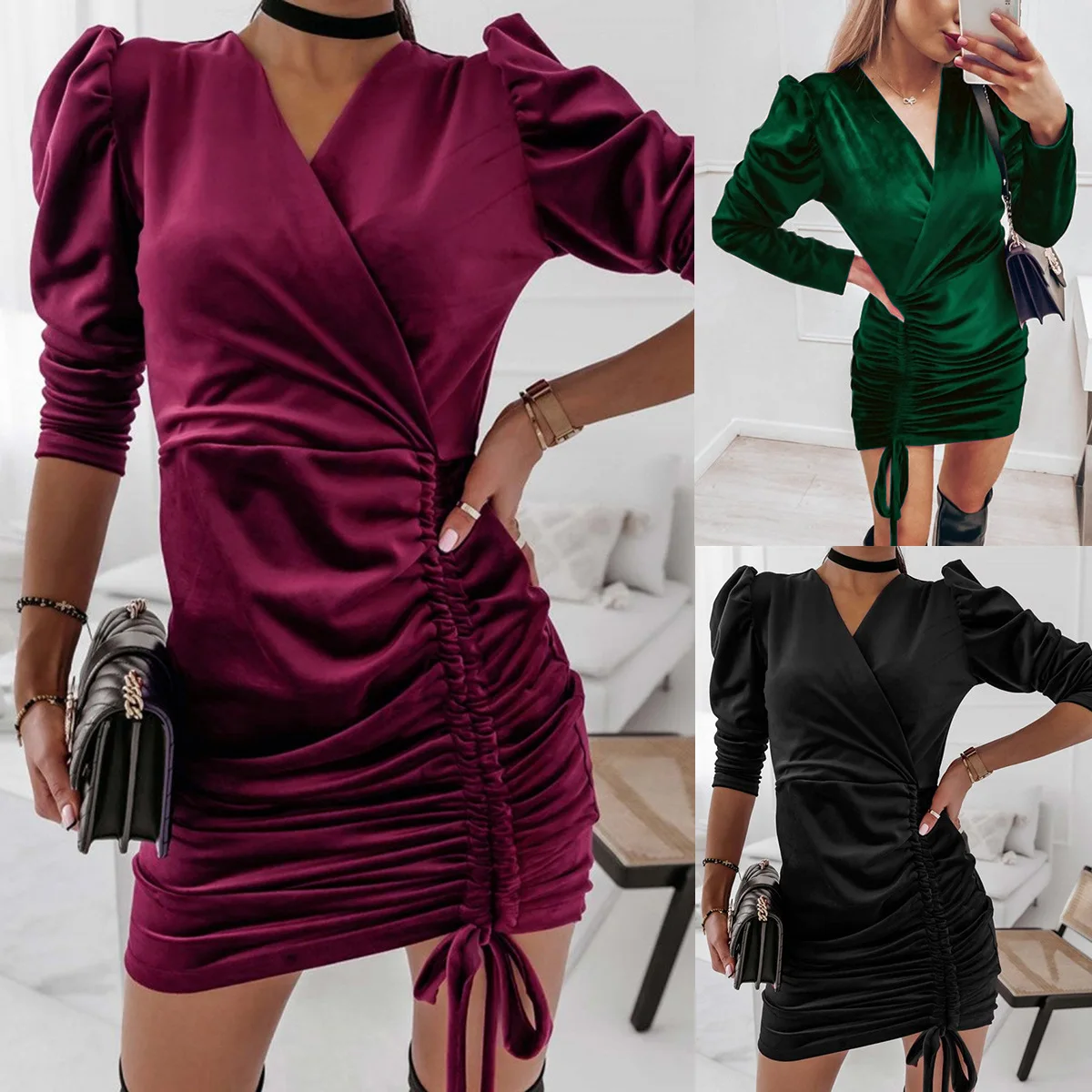 

JF Stylish Sexy Classy Dress New Arrival Turkey Dresses Vestido Longo Velvet Fabric Long Sleeve Elegant Casual Dresses Ladies