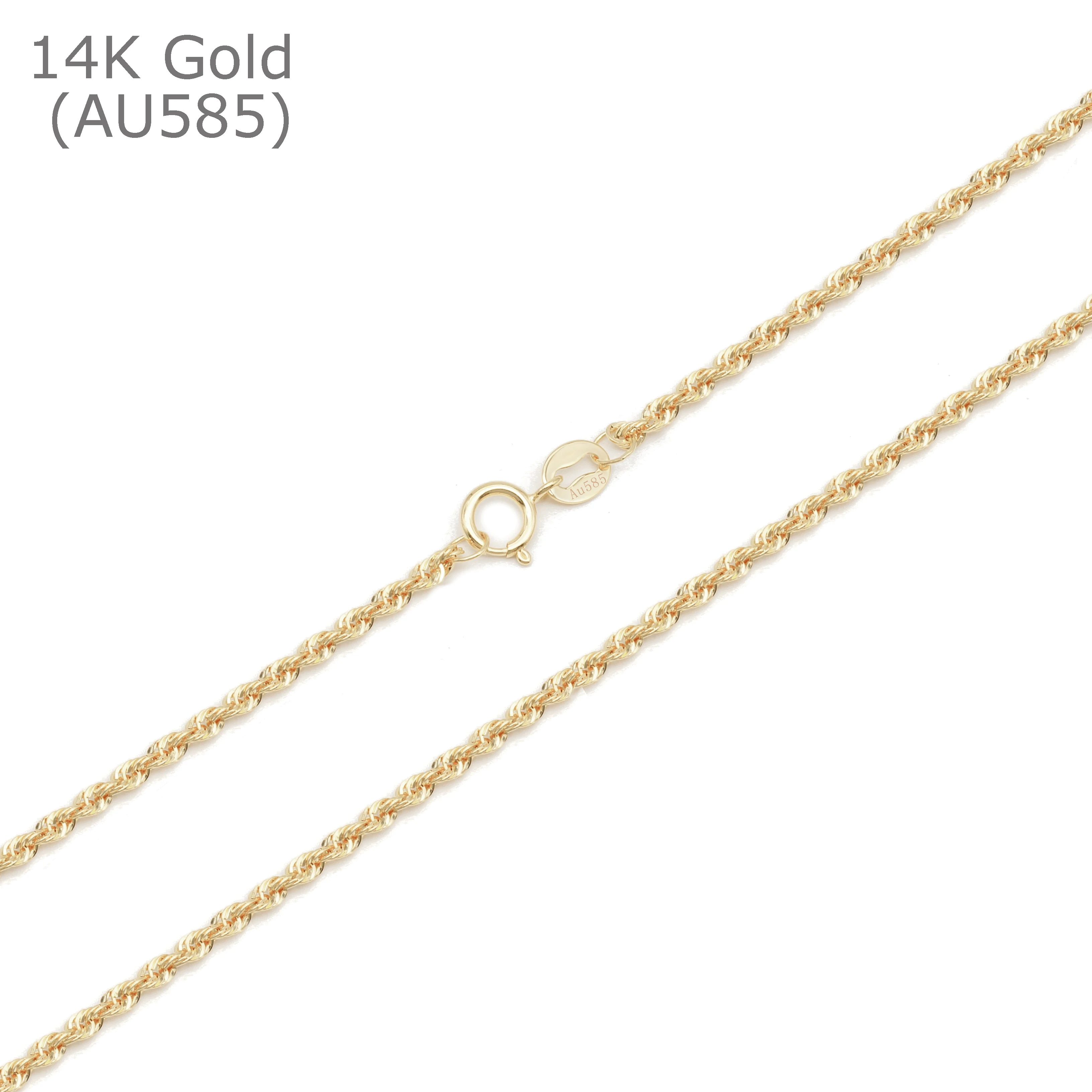 

1.5mm AU585 necklace jewelry making supplies white gold wholesale solid gold rope chain 14k for women