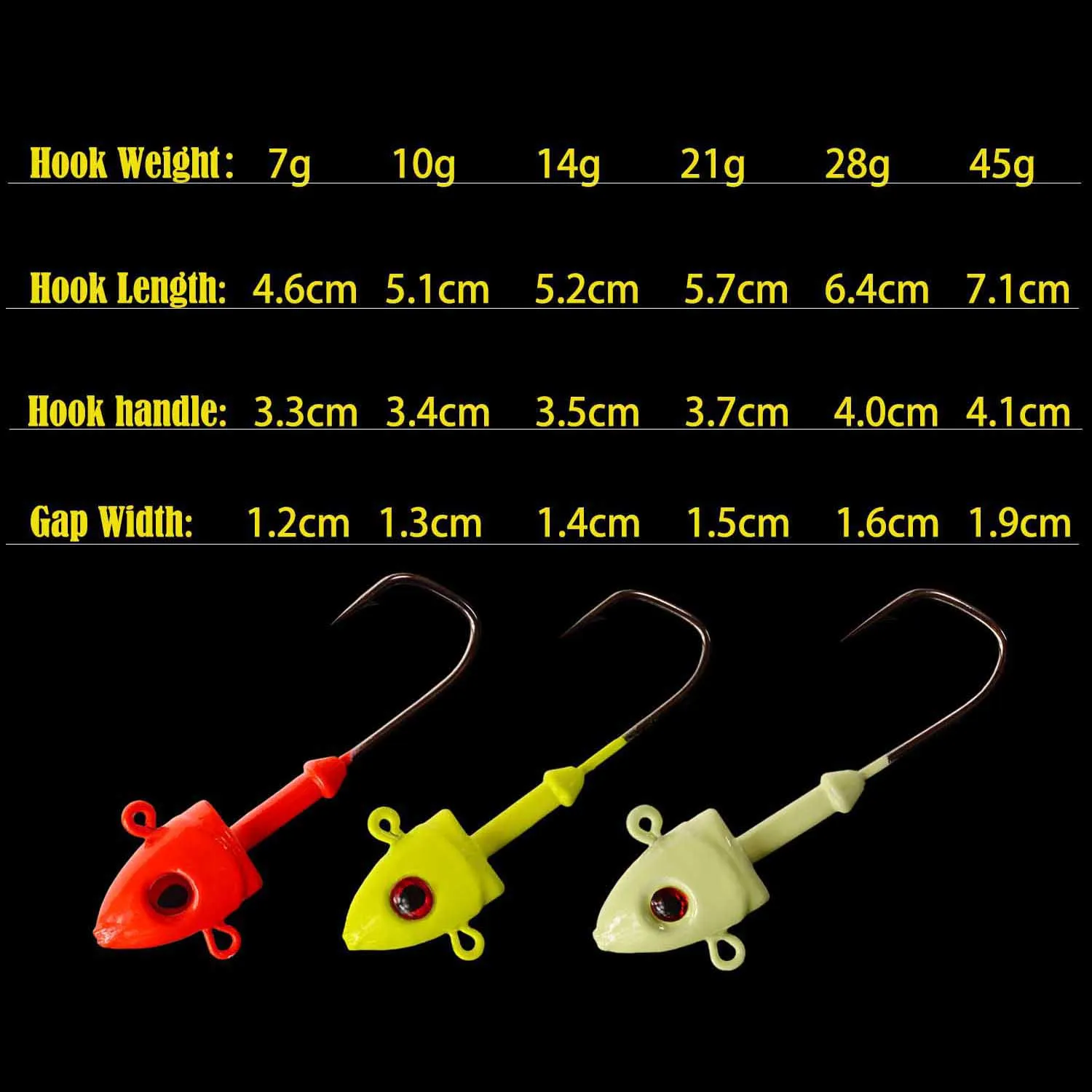 Fishing Lure 3d Eyes Fish Head Lead Hook For Soft Lure Fishing Tackle