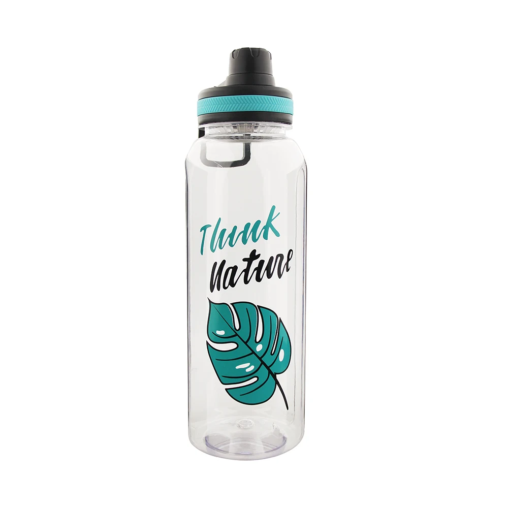 

Eco-Friendly large Capacity Wide Mouth Reusable Minaral Transparent minaral water bottle with handle, Customized color