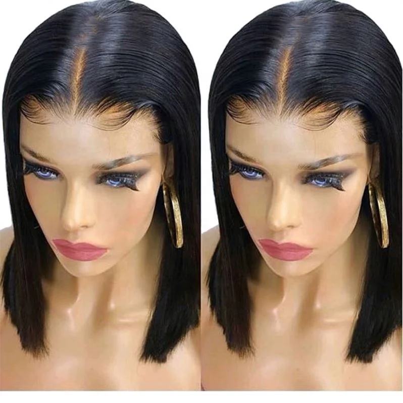 

Highknight Brazilian Short Bob Straight 8-14 Inches 100% Virgin Human Hair Lace Front Wig For Black Women Density 150%