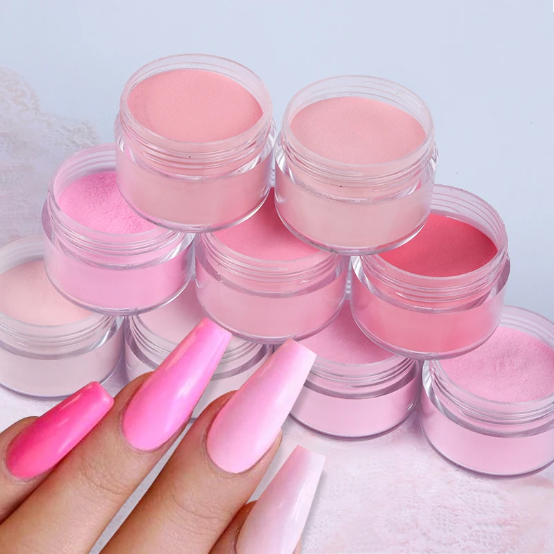 

15g Different Shades Warm Pink Nail Acrylic Powder Crystal Carving Bulk Fine Dust For Nail Extended Builder, 6 colors