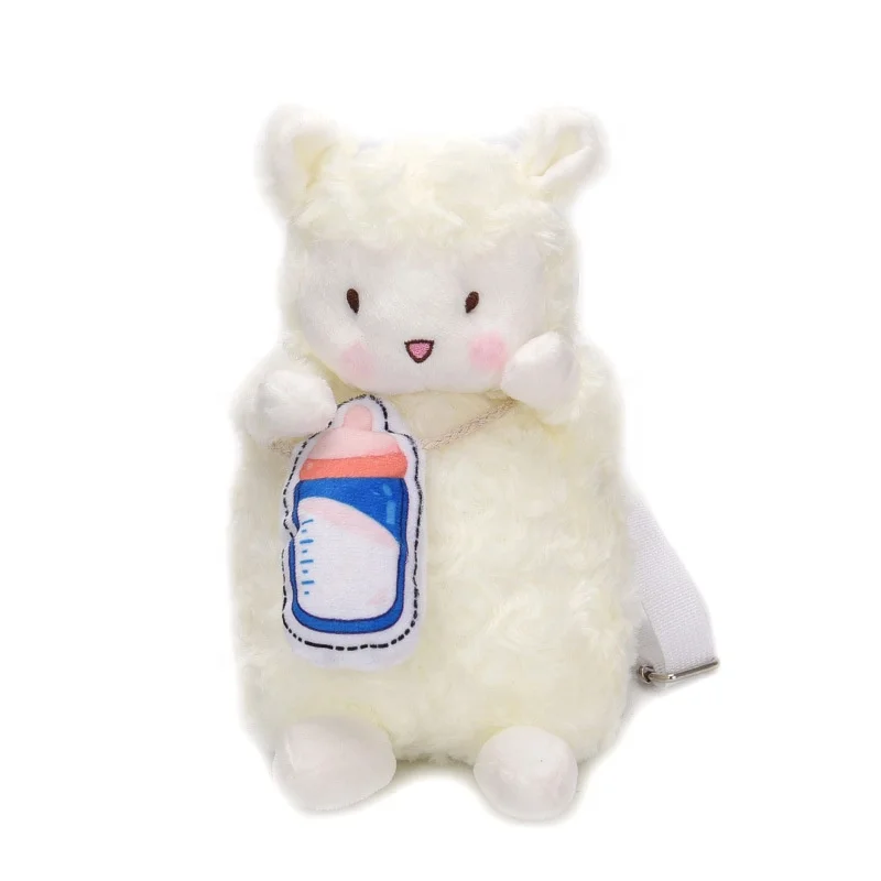 

Children's fun lovely milk bottle lamb Plush bag 2022 new Korean doll single shoulder bag children's messenger bag, White