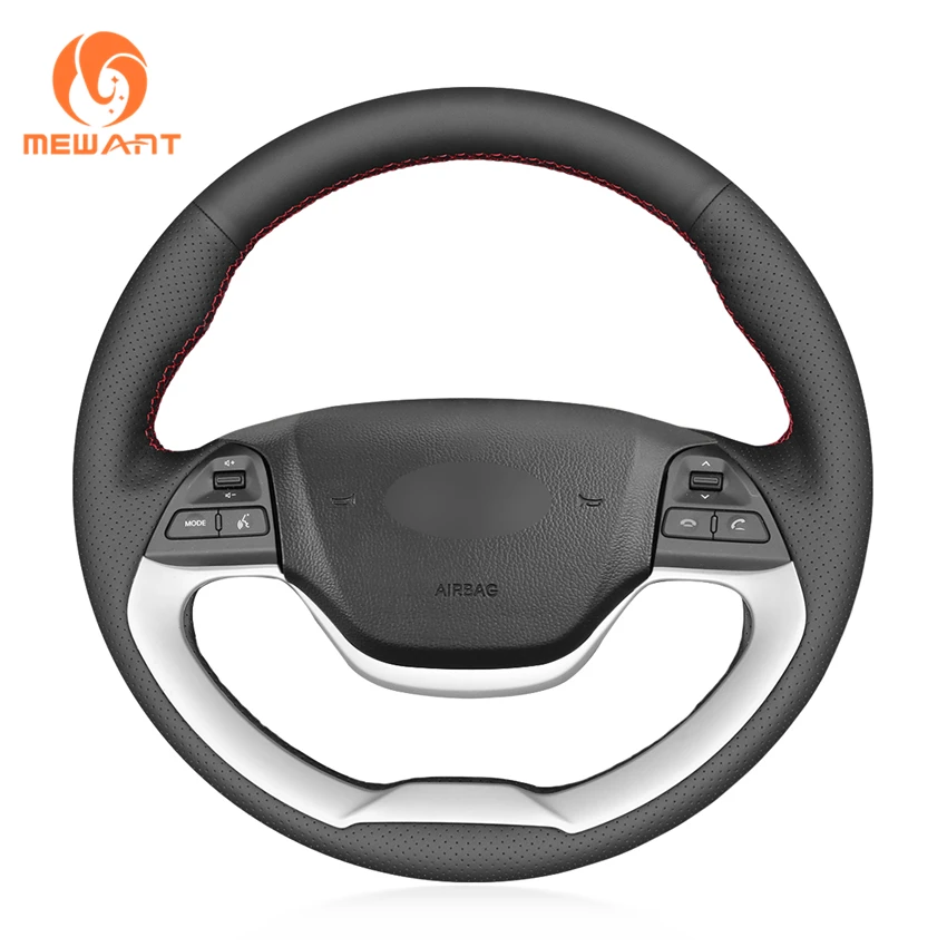 

Artificial Leather Hand Sewing DIY Wrap Steering Wheel Cover for Kia Morning Picanto 2011 2012 2013 2014 2015 2016